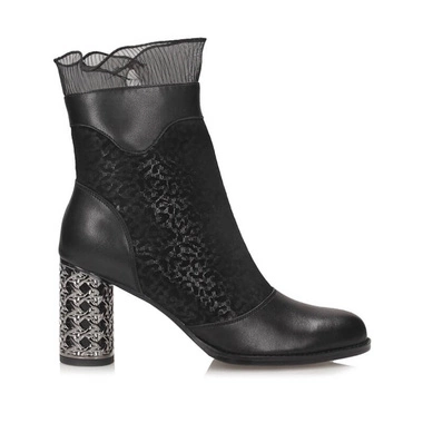 Skórzane botki damskie na wysokim obcasie S.Barski MR52-140 BLACK