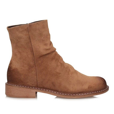 Modne zamszowe brązowe botki damskie Potocki 25-12716BR