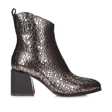 Stylowe skórzane botki damskie na obcasie S.Barski CR52-719 PEWTER