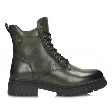 Zielone botki trzewiki damskie na płaskim obcasie Potocki 25-19324GN