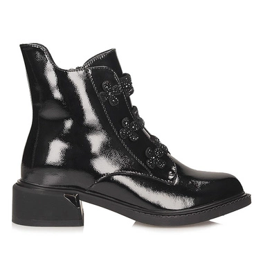 Lakierowane botki chelsea damskie na obcasie S.Barski CR52-654 Black