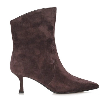 Zamszowe wsuwane botki damskie S.Barski CR52-660 D.BROWN