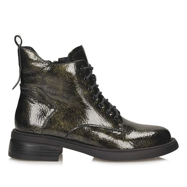 Stylowe skórzane botki damskie na płaskim obcasie S.Barski LZ52-954 GREEN