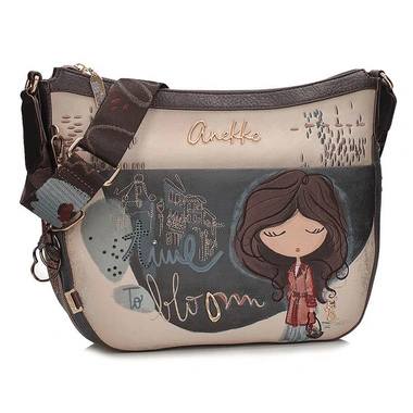 Torebka damska Anekke 43703-138 BOLSO HANDBAG BANDOLERA TULPI granatowa listonoszka jednokomorowa zapinana na zamek