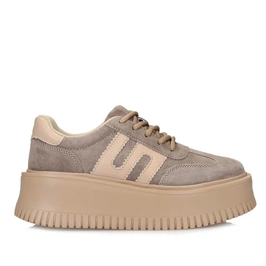 Sneakersy damskie Filippo DP7111/26 TP beżowe skórzane sznurowane na platformie
