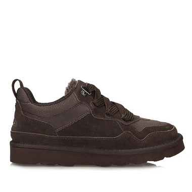 Sneakersy damskie Marco Tozzi 2-23793-45 321 DK.BROWN brązowe skórzane sznurowane zamszowe ocieplane