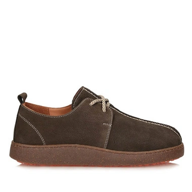 Półbuty damskie Ravini 261003 BOOT DARK BROWN NUBUCK brązowe skórzane barefoot sznurowane na platformie