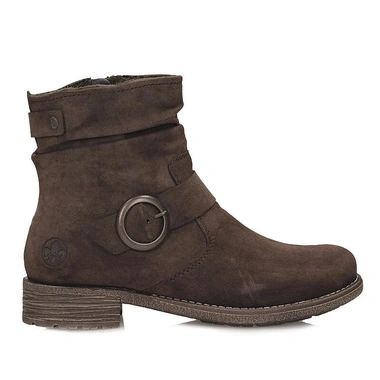 Botki damskie Rieker 79454-25 BROWN brązowe zapinane na zamek na obcasie
