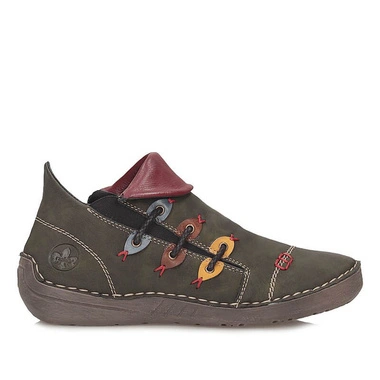 Botki damskie Rieker 72581-54 zielone zapinane na zamek