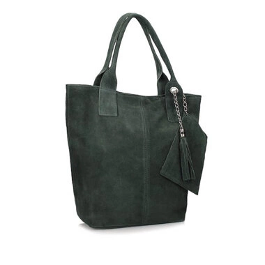 Welurowa Torebka worek Toscanio 1101 zielona