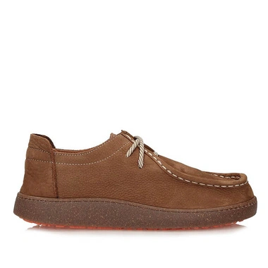 Półbuty damskie Ravini 261001 BROWN NUBUCK brązowe skórzane barefoot sznurowane na platformie