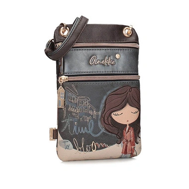 Torebka damska Anekke 43703-905 BOLSO HANDBAG MINI BOLSO BANDOLERA granatowa listonoszka na ramię zapinana na zamek