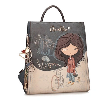 Plecak damski Anekke 43705-273 MOCHILA BACKPACK TULIP granatowy dwukomorowy zapinany na zamek