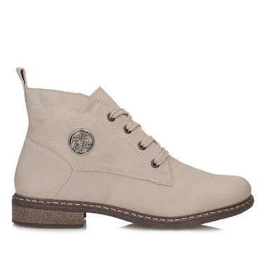 Sznurowane beżowe botki damskie Rieker 71205-62