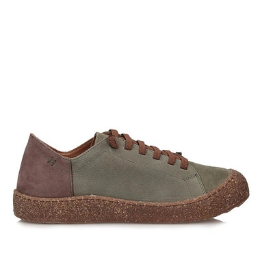 Półbuty damskie Ravini 1301 KHAKI NBK zielone skórzane barefoot sznurowane na platformie