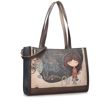 Torebka damska Anekke 43702-430 BOLSO HANDBAG DE HOMBRO TULIP granatowa na ramię jednokomorowa zapinana na zamek