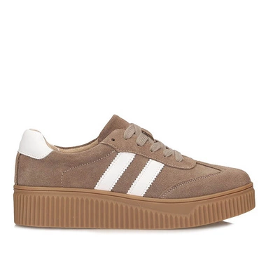 Sneakersy damskie Filippo DP6776/26 BE WH beżowe sznurowane na platformie skórzane