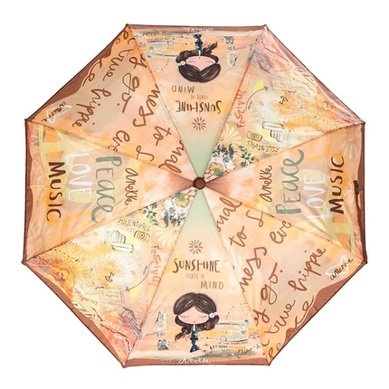 Stylowy damski  Parasol automatyczny Anekke 38483-102 Peace & Love multikolor