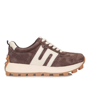 Sneakersy damskie Filippo DP6743/26 D BR brązowe sznurowane skórzane na platformie